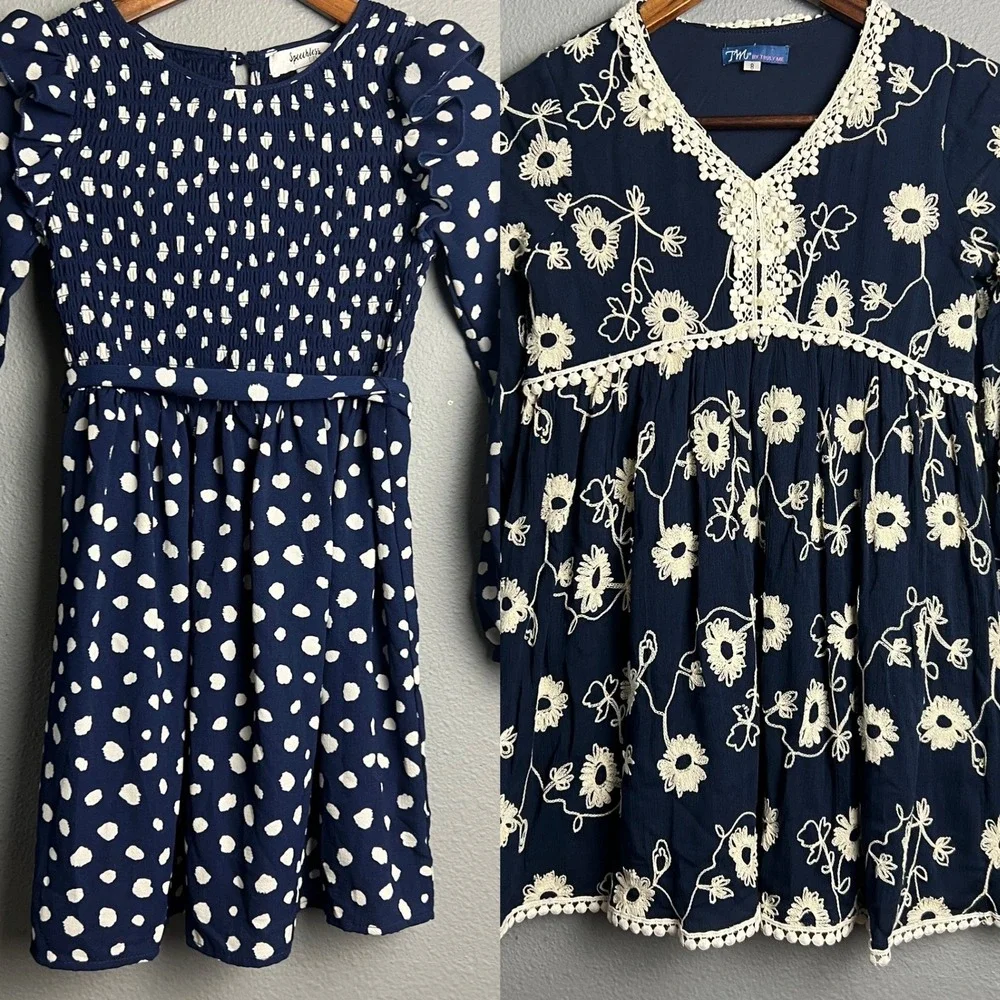 Speechless Kids TM Truly Me Polka Dot Dress Smocked Ruffle Long SL Girls Size 8‎
